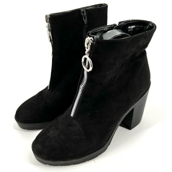 Primark Wide Fit Suede Bootie Size 6 chunky Y2k inspired zipper front disco - Picture 1 of 13